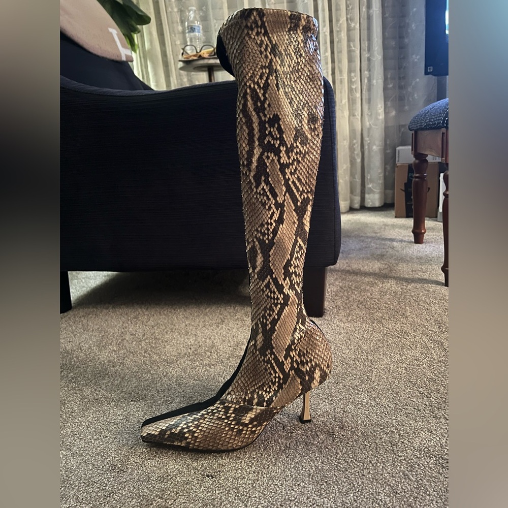 Celine Suede/Python Heel Boots - Picture 5 of 8